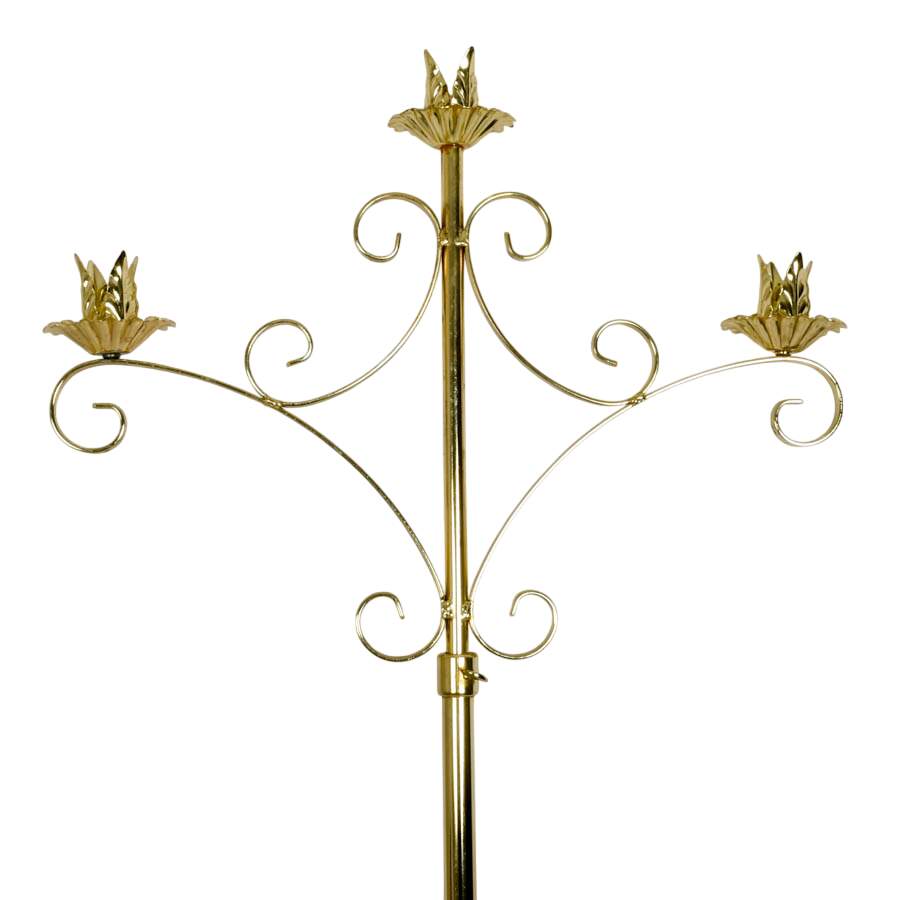 Pair of Ornate Brass 3-Light Candelabras-5