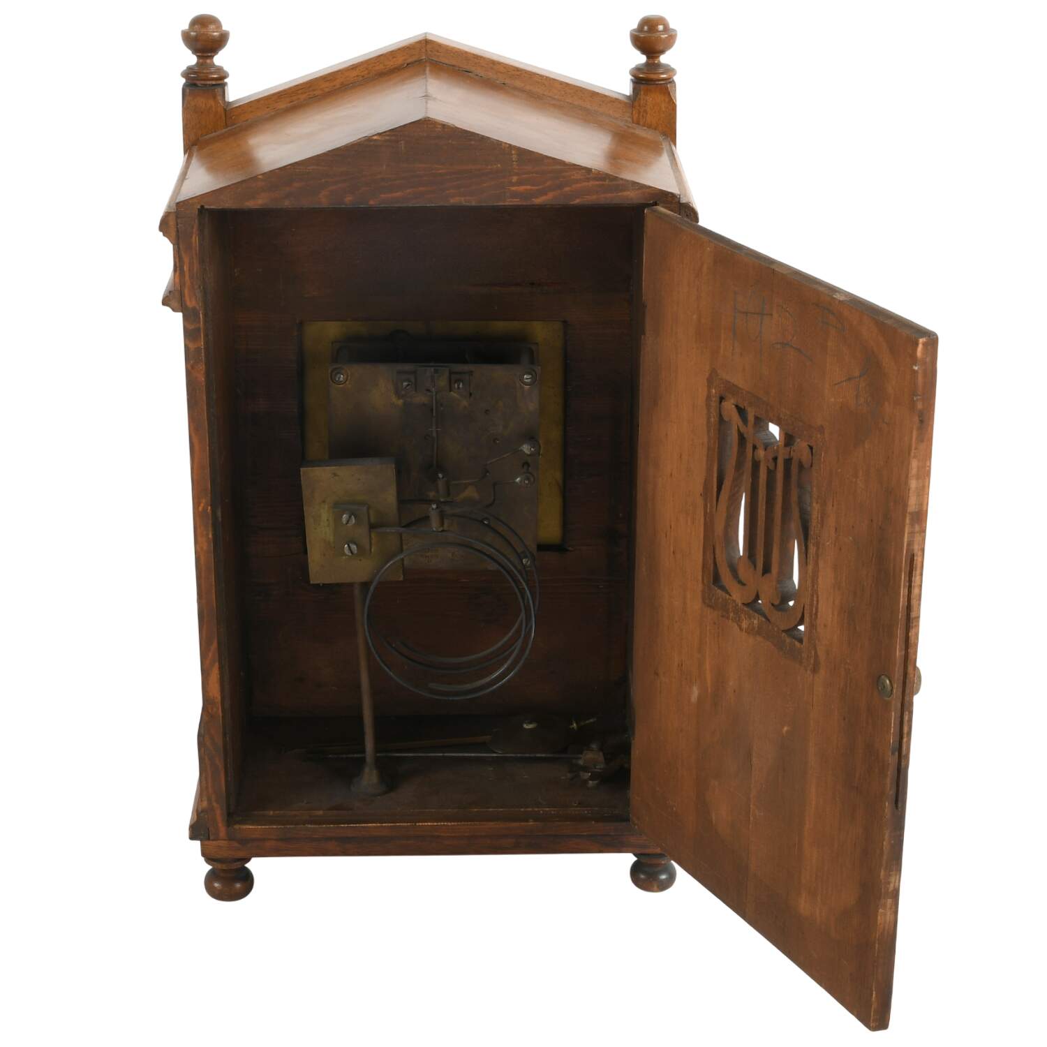 Antique Winterhalder & Hofmeier Oak Mantel Clock-3