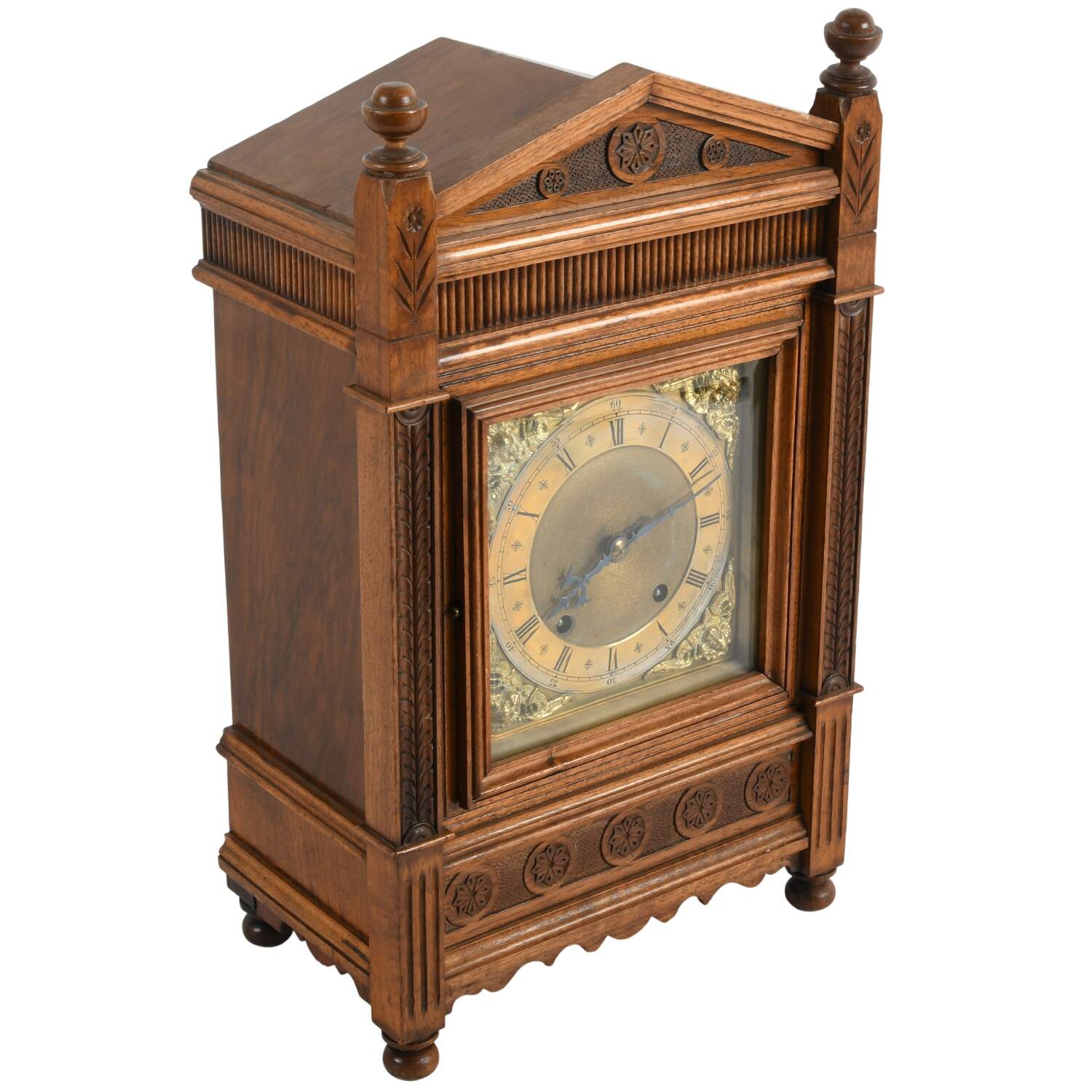 Antique Winterhalder & Hofmeier Oak Mantel Clock-2