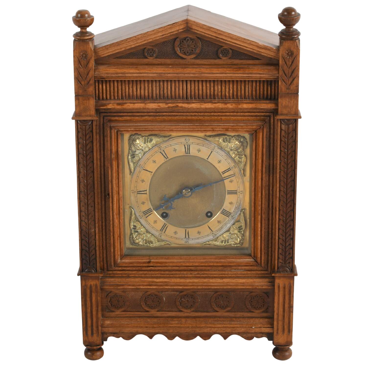 Antique Winterhalder & Hofmeier Oak Mantel Clock-1