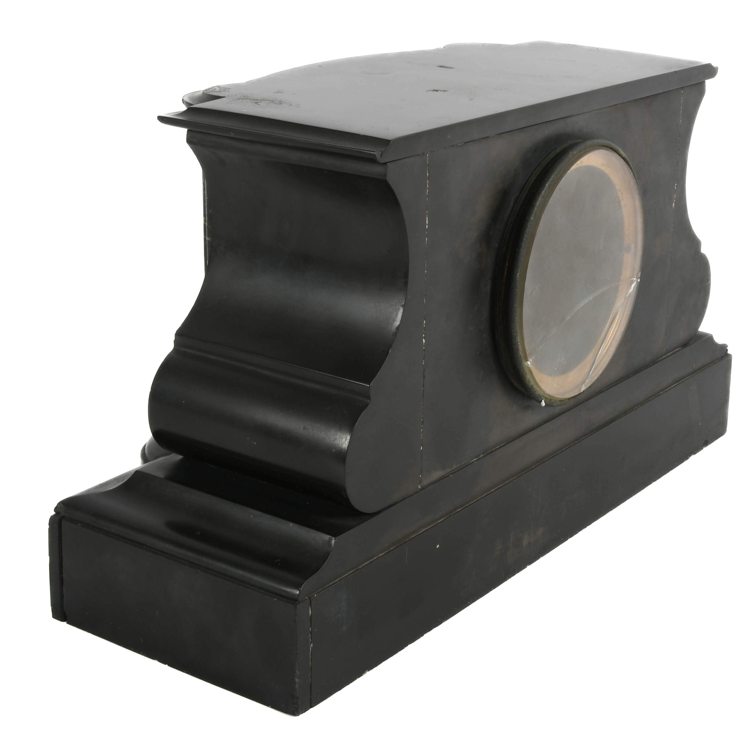 Antique French Slate and Green Marble Mantle Clock-6