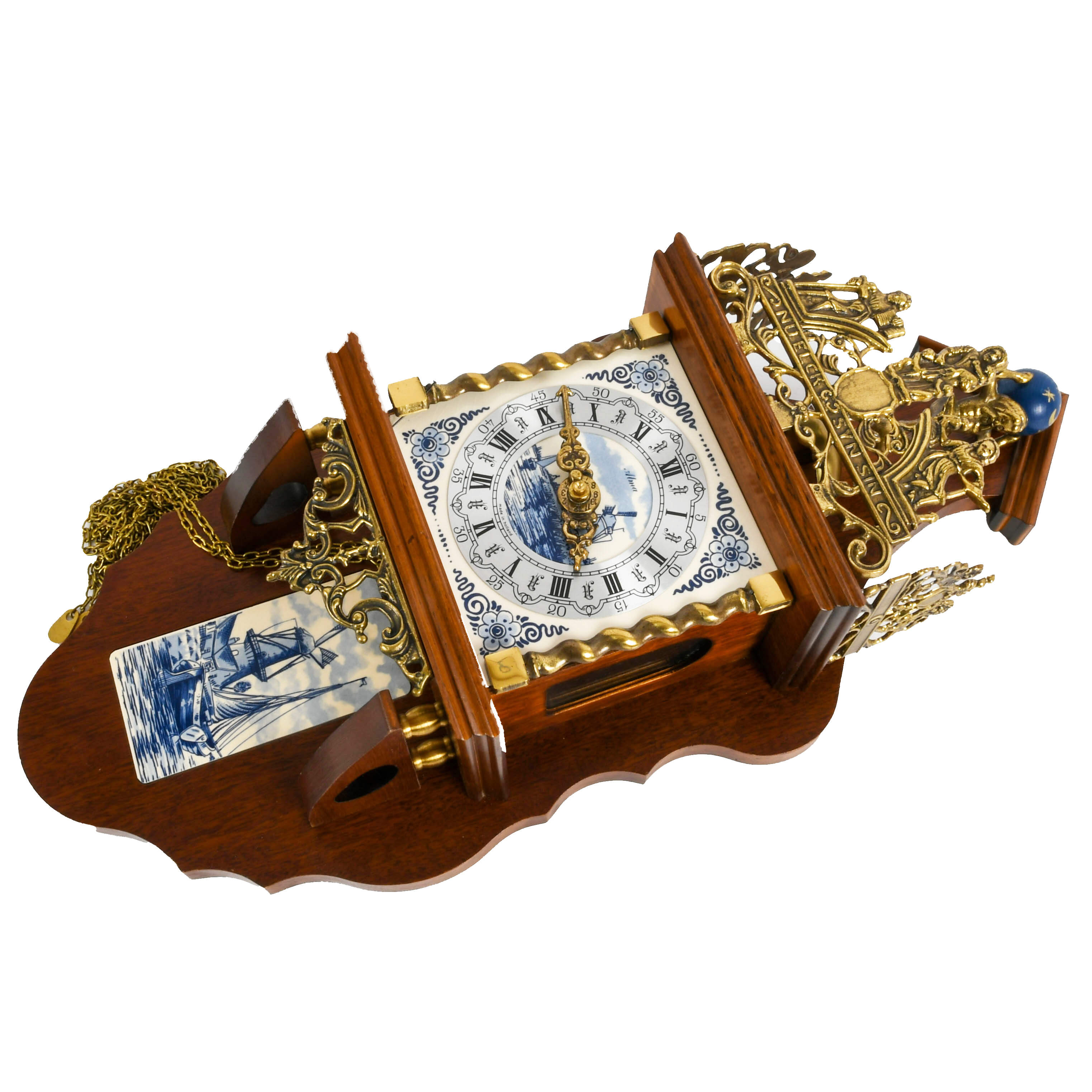 Dutch Zaandam 8-Day Delft Holland Wall Clock with Franz Hermle Movement-8