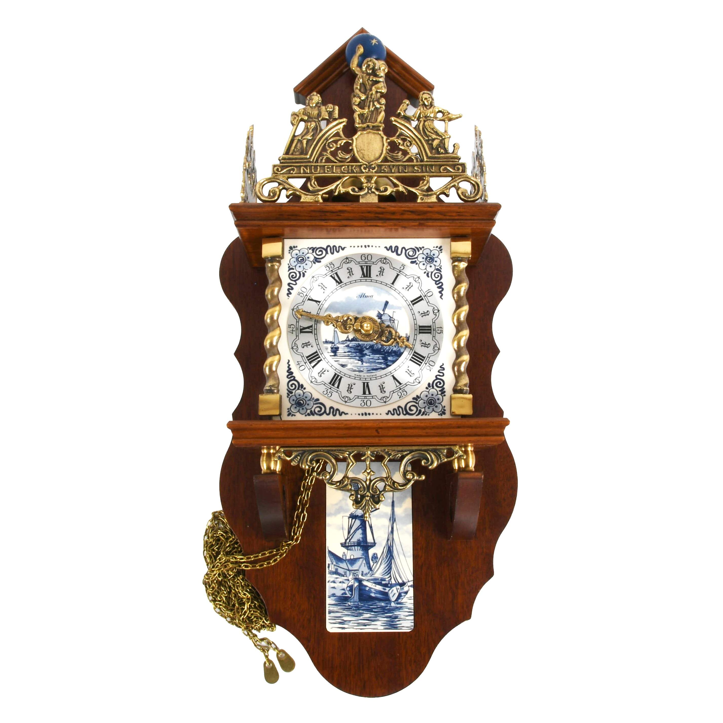Dutch Zaandam 8-Day Delft Holland Wall Clock with Franz Hermle Movement-3