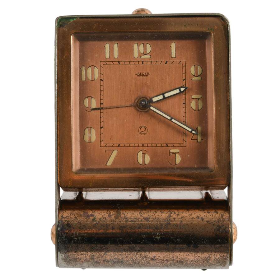 Jaegar Art Deco Two-Day Travel Alarm Clock-1