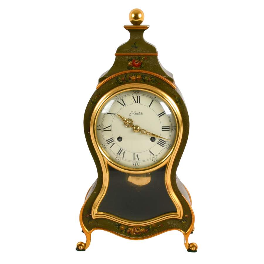 Hunter Green Le Castel Swiss Made Boulle Mantel Clock-4