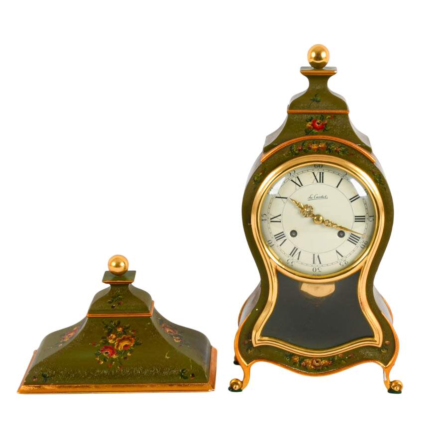 Hunter Green Le Castel Swiss Made Boulle Mantel Clock-1