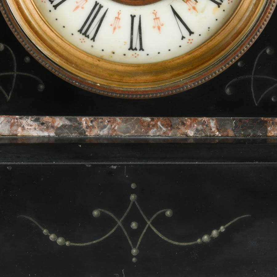 Victorian Japy Frères Black Slate Mantel Clock-4