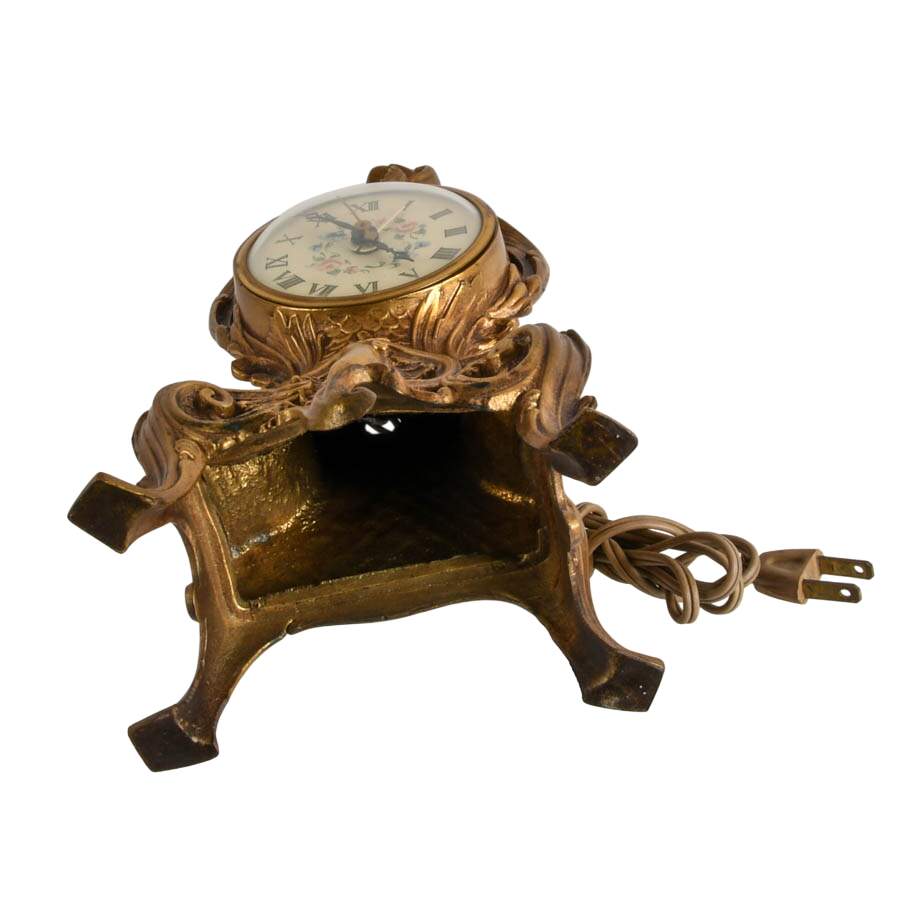 American Made Gilt Rococo-Style Mantel Clock-9