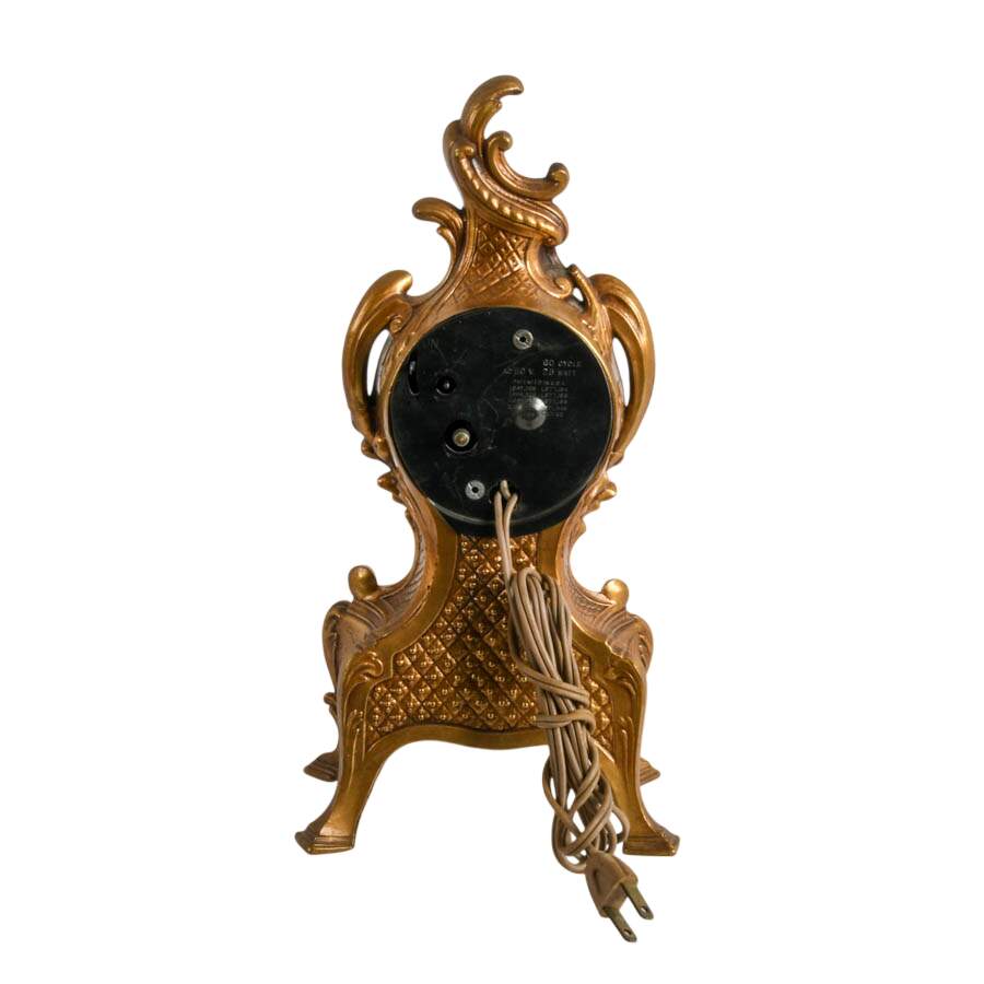 American Made Gilt Rococo-Style Mantel Clock-6