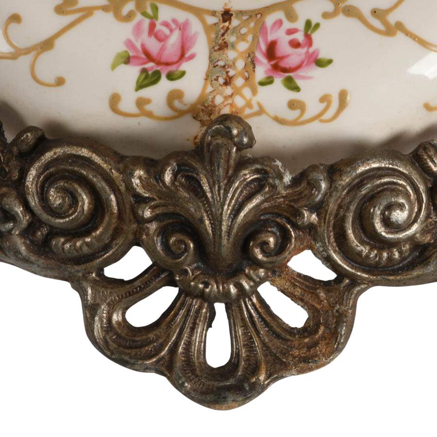 French Hand-Painted Floral "Boulangère" Hanging Wall Clock-5