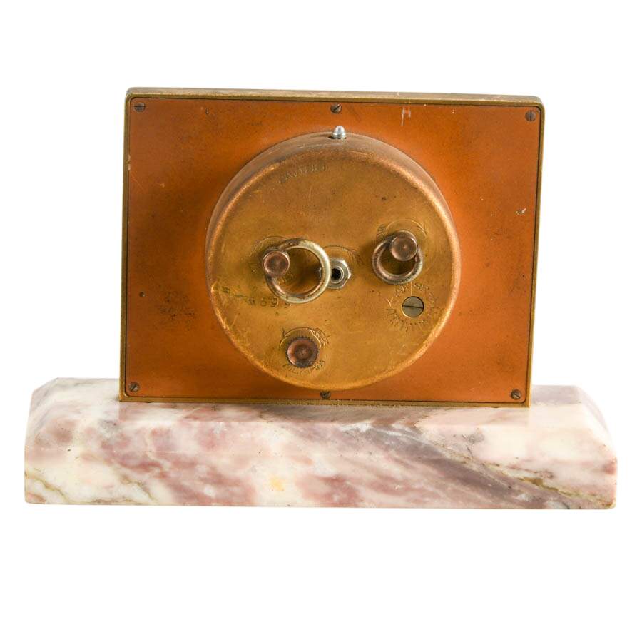 Imhof Swiss Art Deco Desk Clock on Pink Marble Base-6