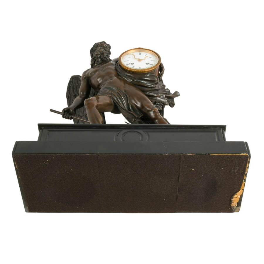 Tiffany & Co. Lurasco Frères Figural Bronze Chronos Mantel Clock-12