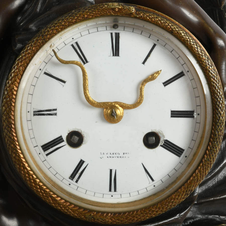 Tiffany & Co. Lurasco Frères Figural Bronze Chronos Mantel Clock-8