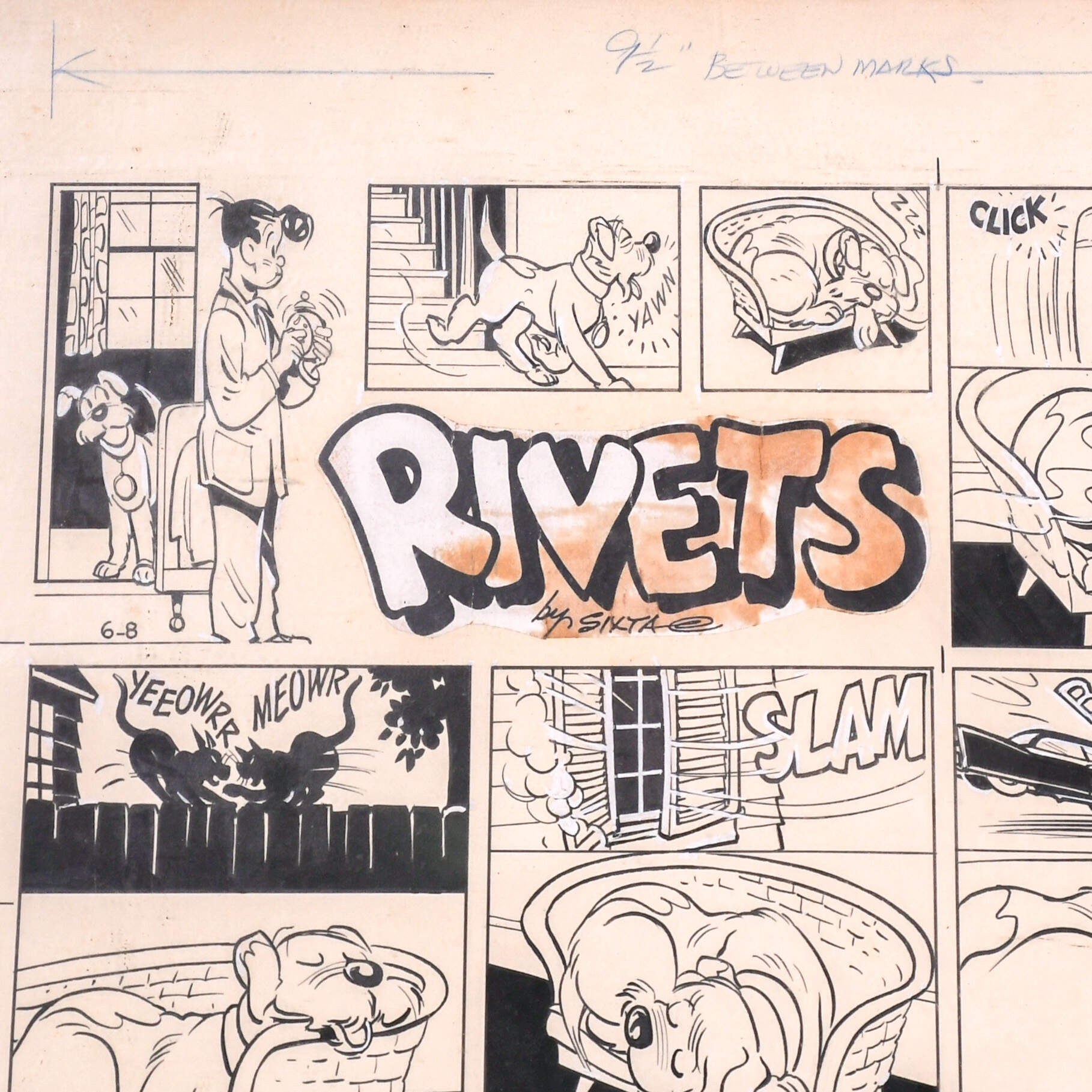 Hand-Drawn George Sixta (1909-1986) 1958 "Rivets" Comic Strip-9