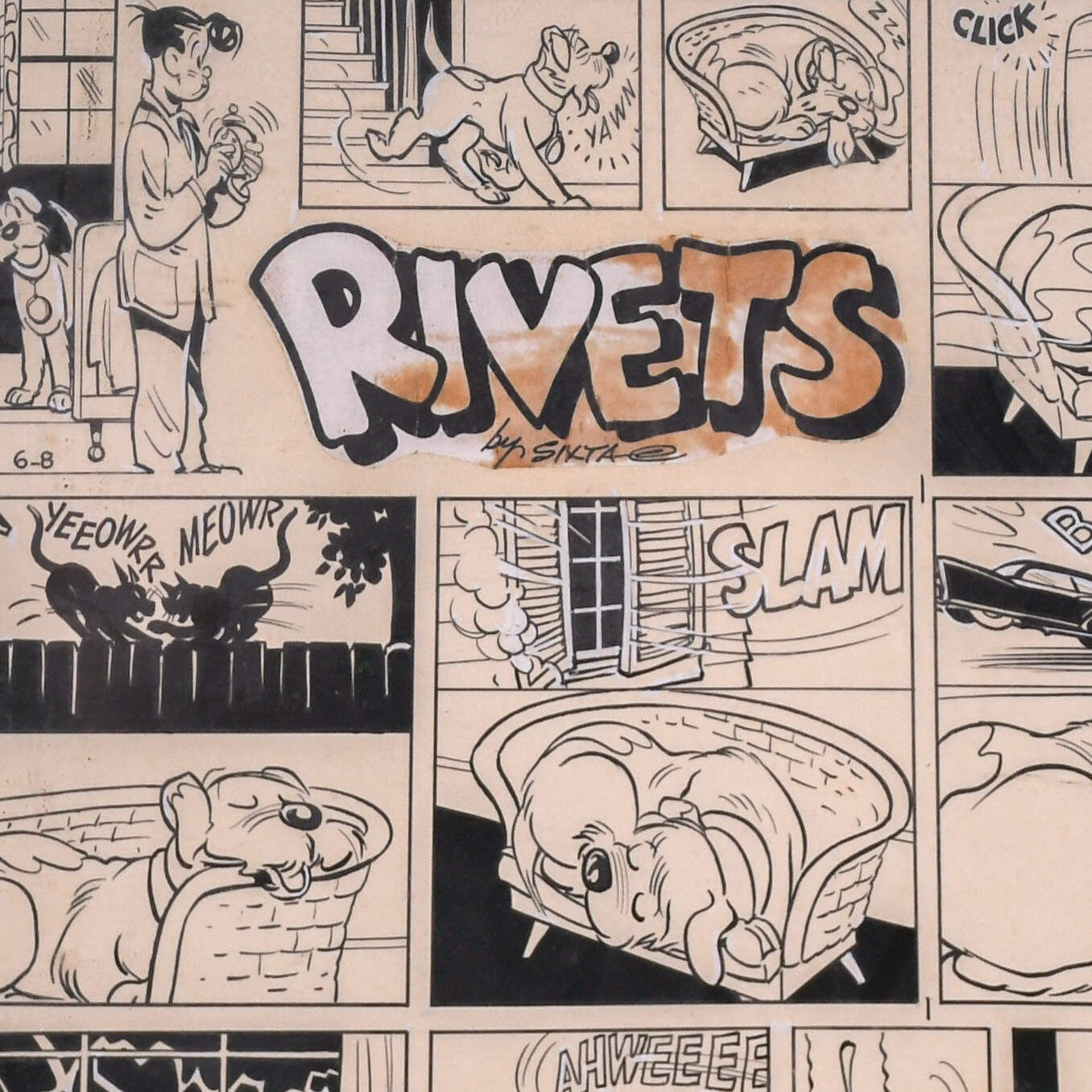 Hand-Drawn George Sixta (1909-1986) 1958 "Rivets" Comic Strip-8