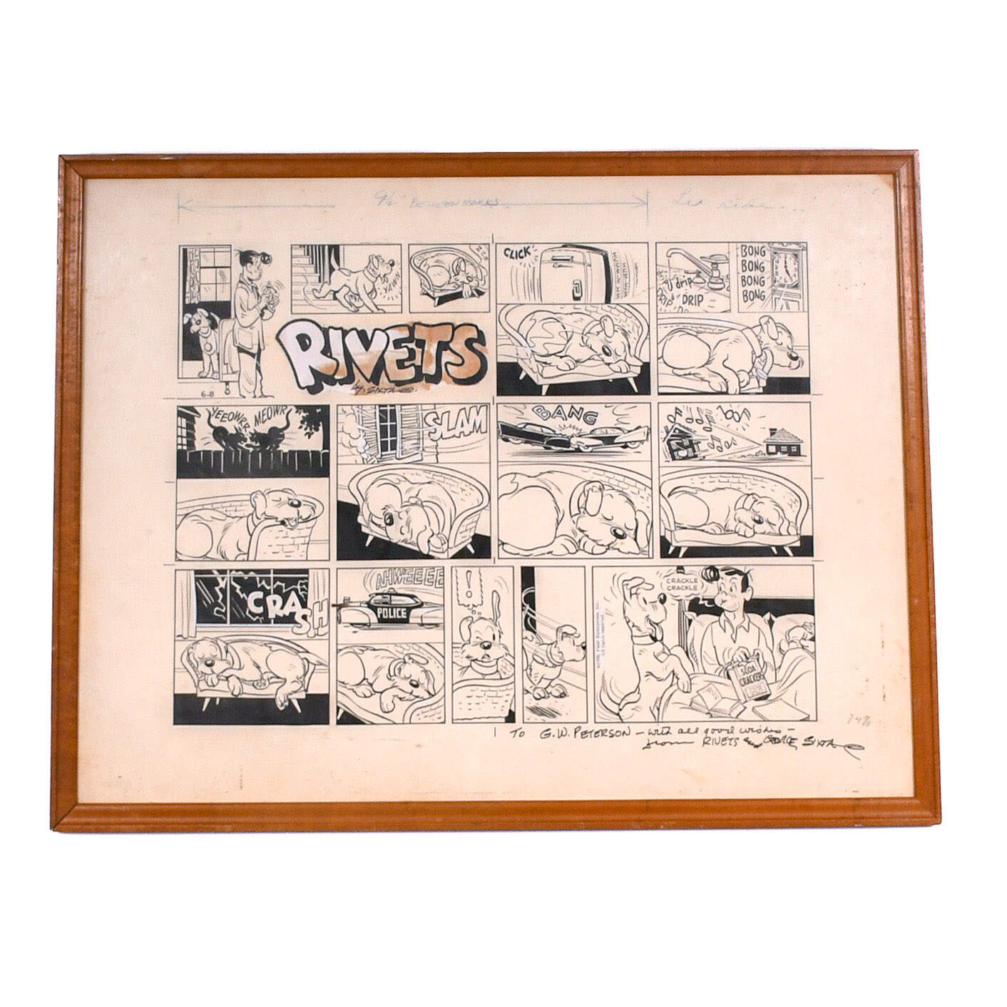 Hand-Drawn George Sixta (1909-1986) 1958 "Rivets" Comic Strip-1