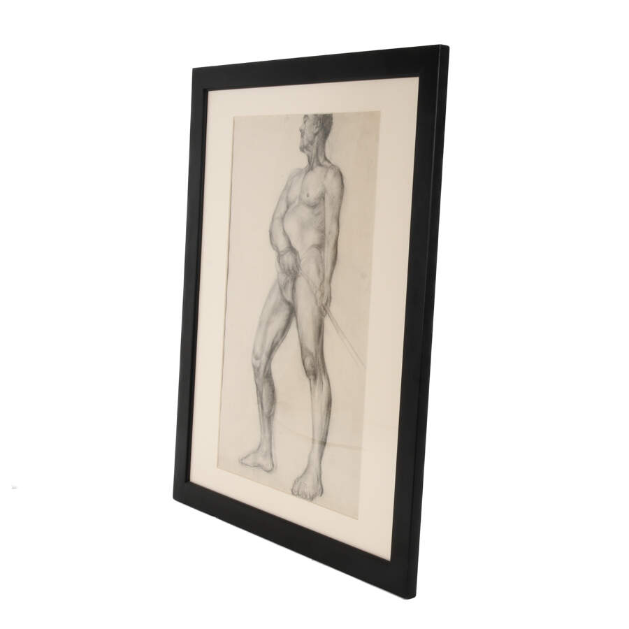 Framed Virginal Rose Campbell of a Charcoal Nude of Man-3