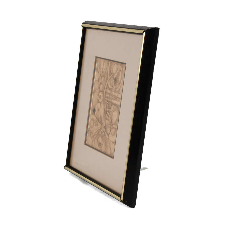 Framed Multimedia Abstract Drawing Artist Signed-4