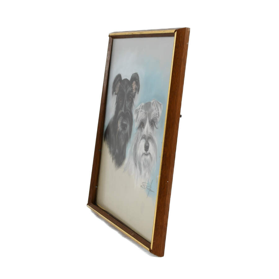 Framed Charcoal of Two Dogs "The Eyes of A Mom" Artist Signed-6