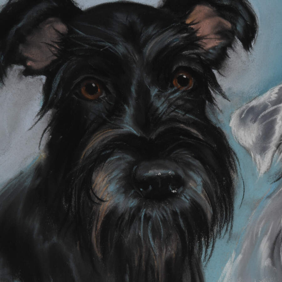 Framed Charcoal of Two Dogs "The Eyes of A Mom" Artist Signed-3