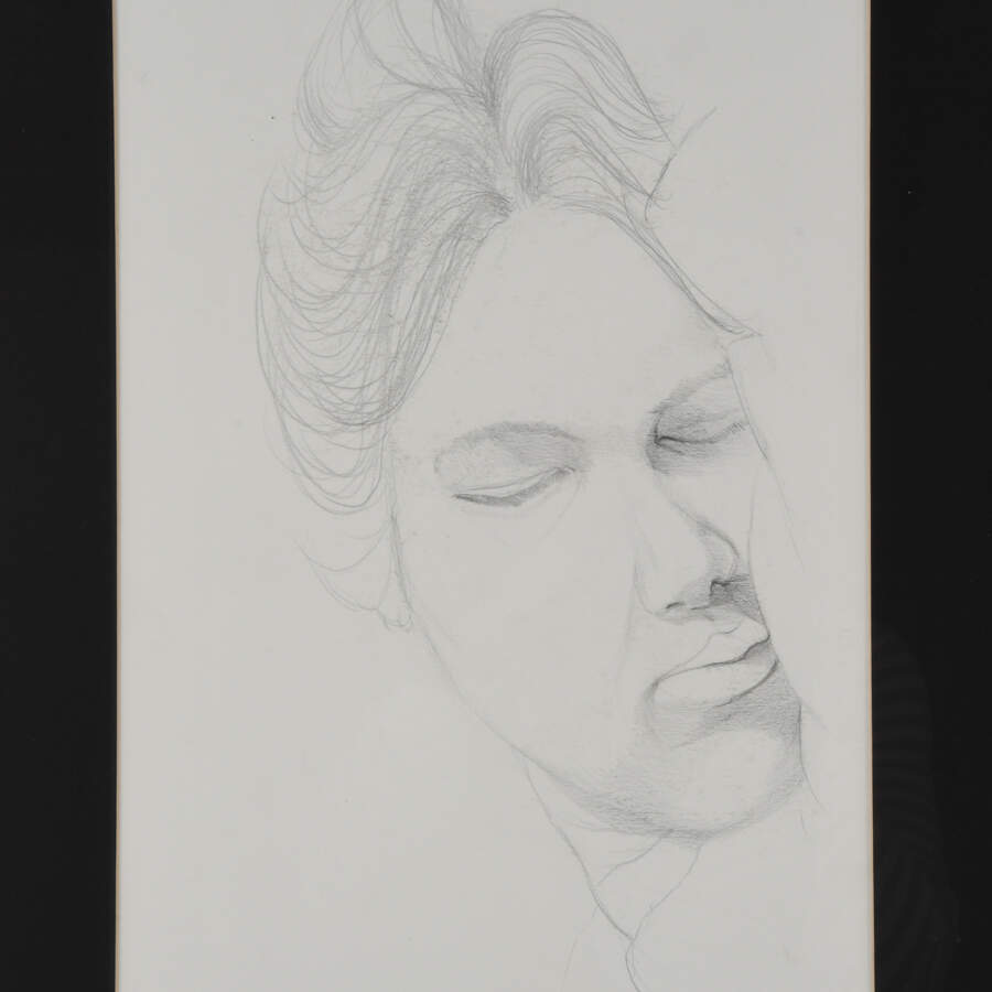 Framed Pencil Portrait Drawing of a Sleeping Face-2