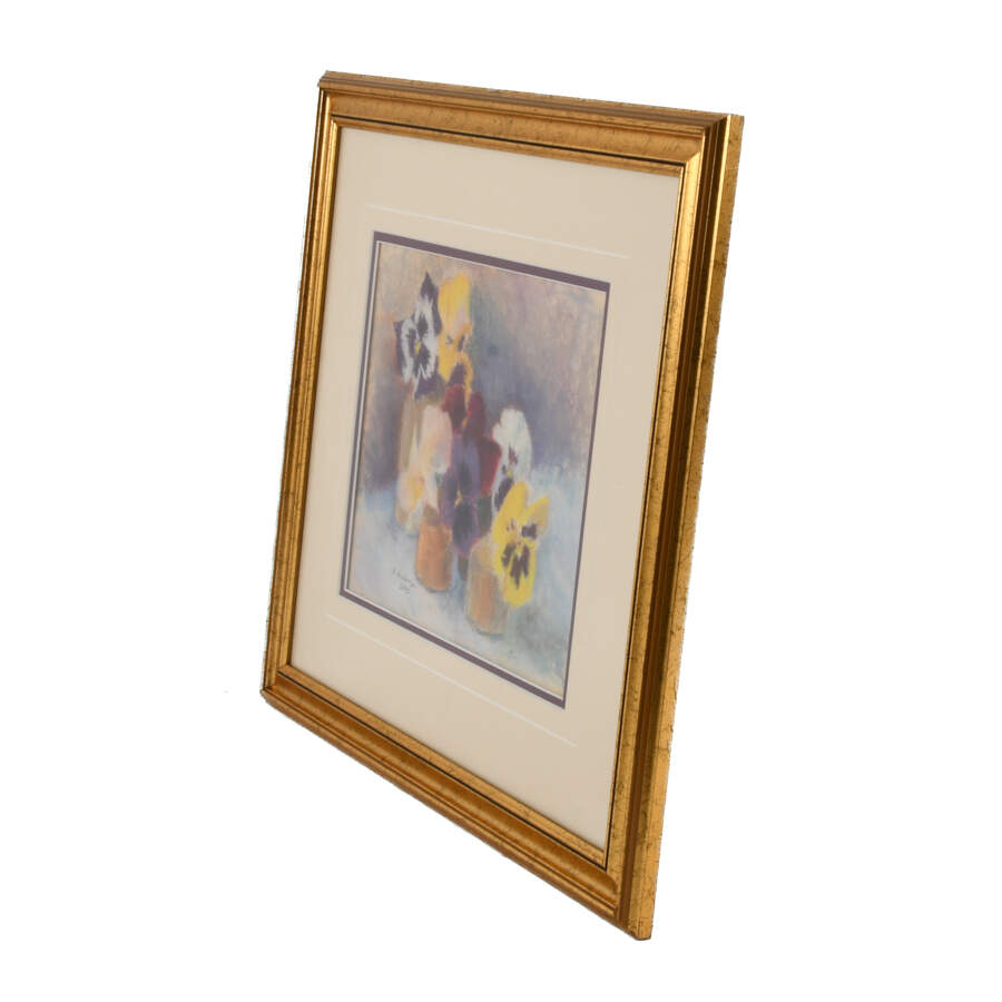 Framed A. Mckenzi Floral Still Life Pansies Pastel-5