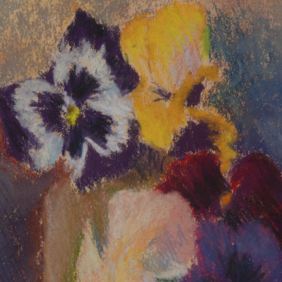 Framed A. Mckenzi Floral Still Life Pansies Pastel-4