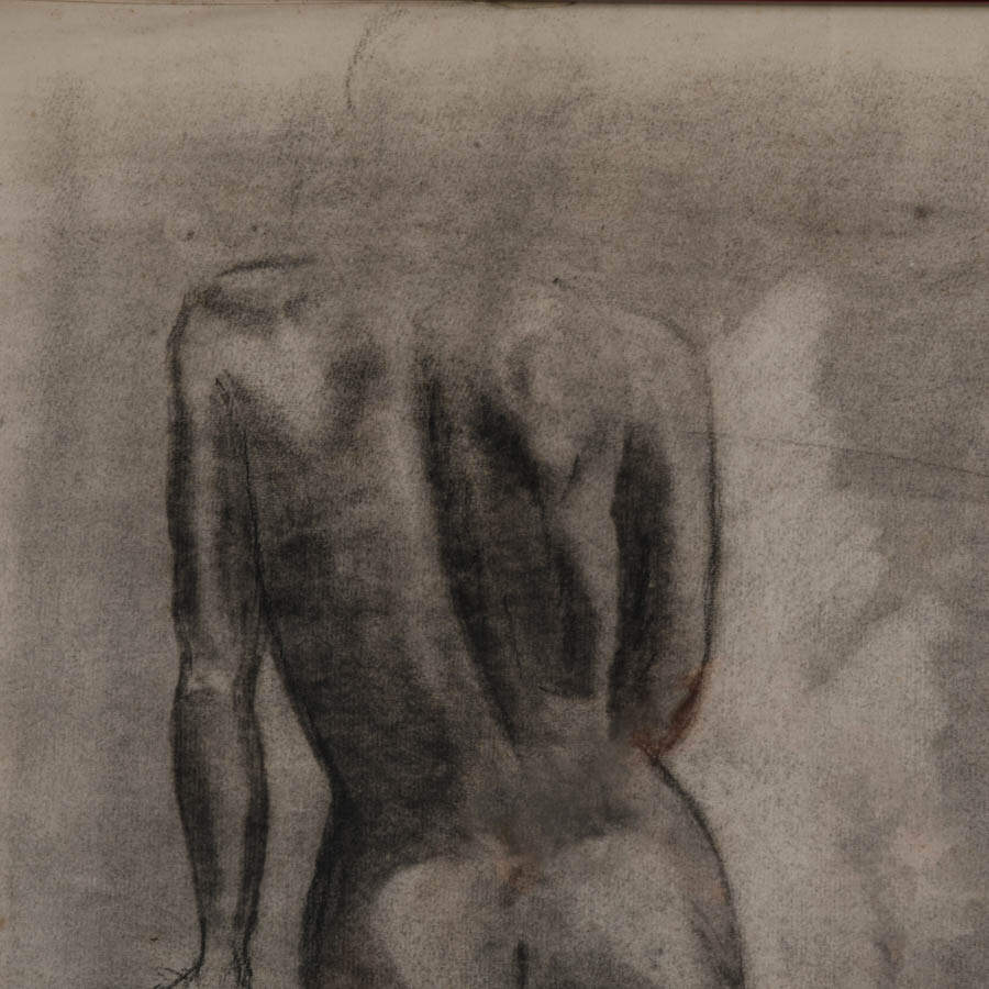 Framed Signed Eugeen van Mieghem "Untitled Nude" Charcoal on Paper-3