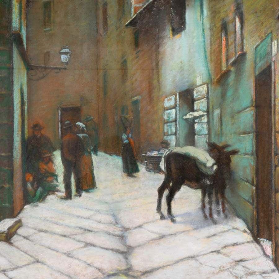 Framed Signed "Piancastagnaio" Telemaco Signorini Artist Reference Pastel-2