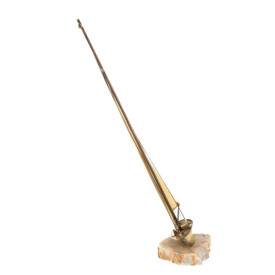Brutalist-Style Signed Mario Jason Copper Torch Art Sailboat-6