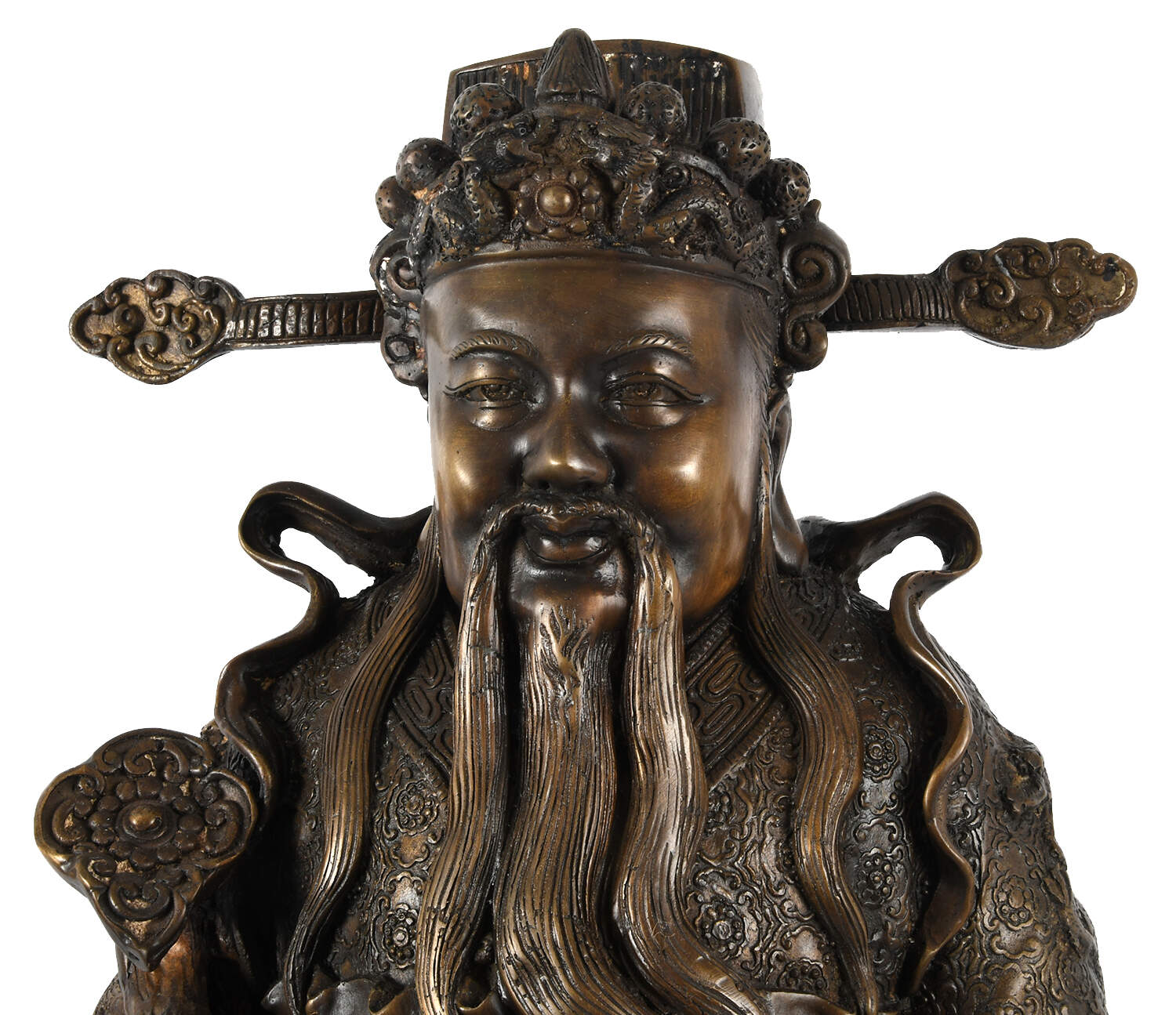 Pair of Large Bronze Chinese Wisemen-13