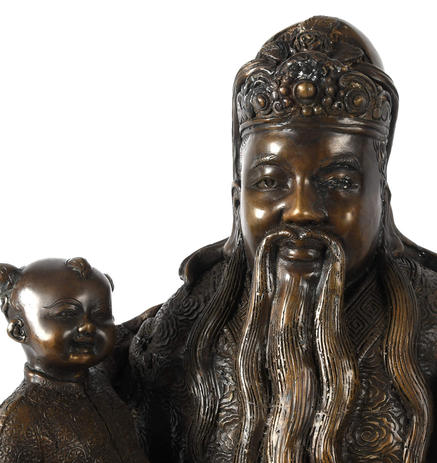 Pair of Large Bronze Chinese Wisemen-11