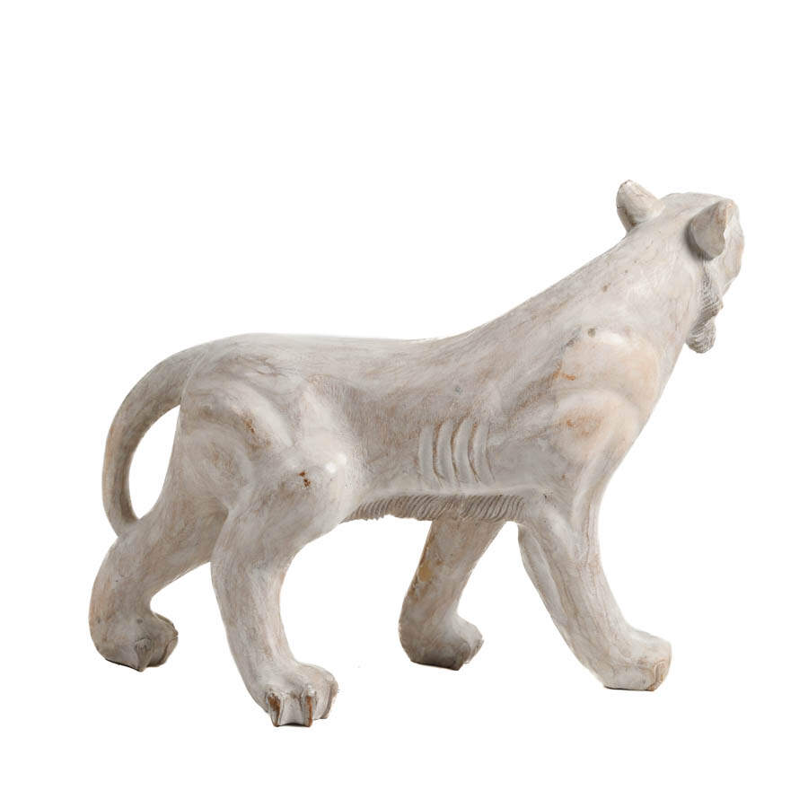 Large Carved Wood Distressed Painted Panther-6