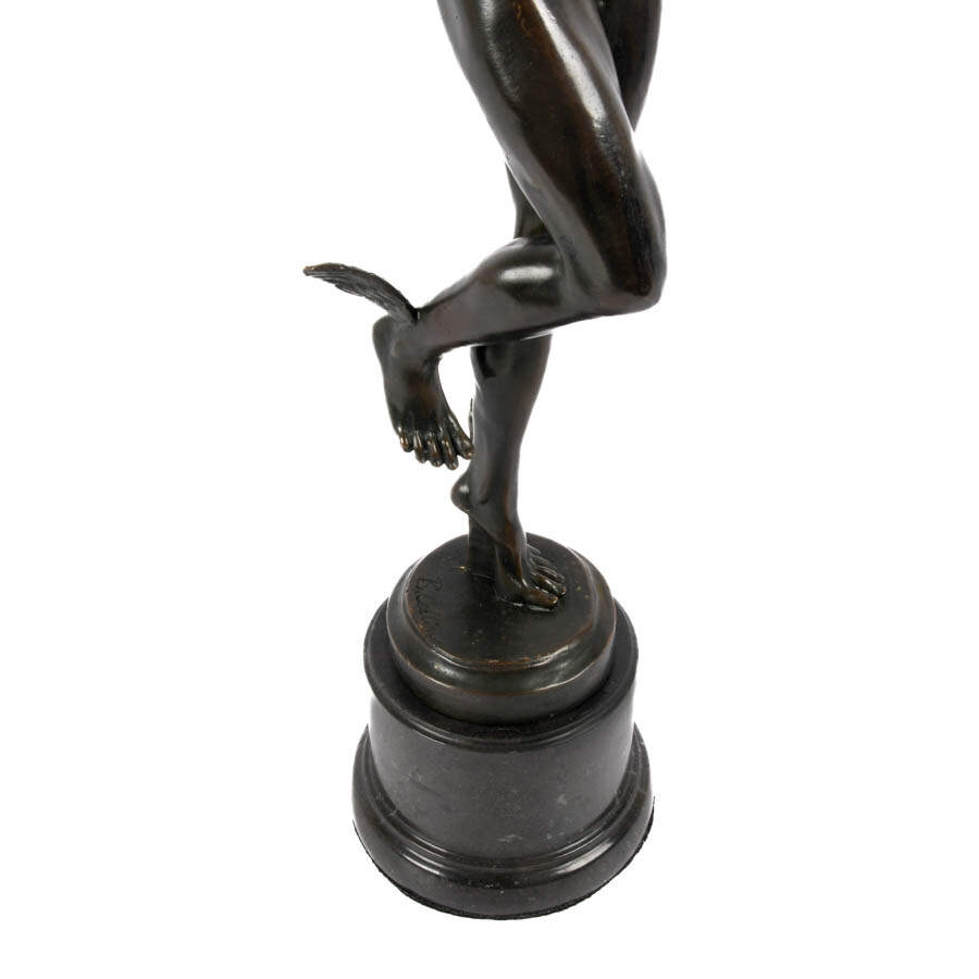 Bronze Sculpture of Mercury After B. Cellini on a Marble Base-4