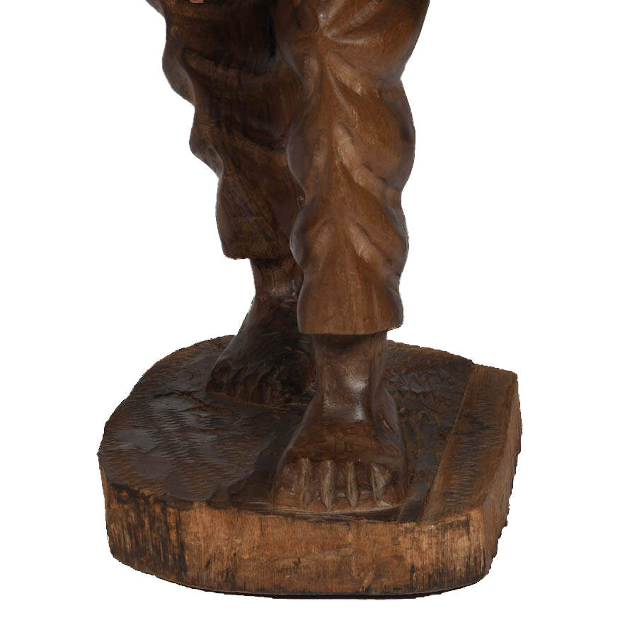 Luis Potosi Folk-Art Carved Wood Hobo Statue-4