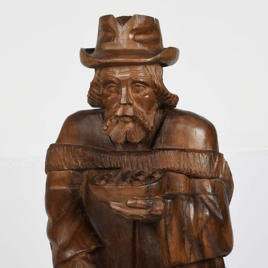 Luis Potosi Folk-Art Carved Wood Hobo Statue-2