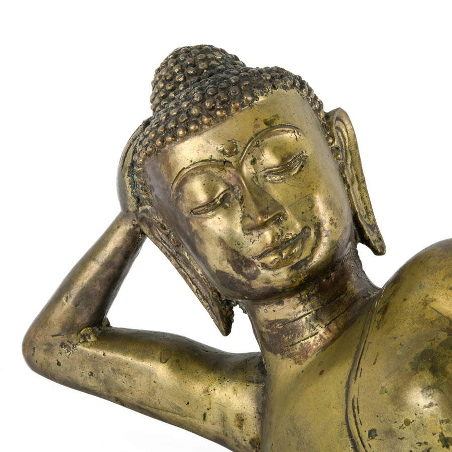 Large Brass Lounging Buddha Statue-3