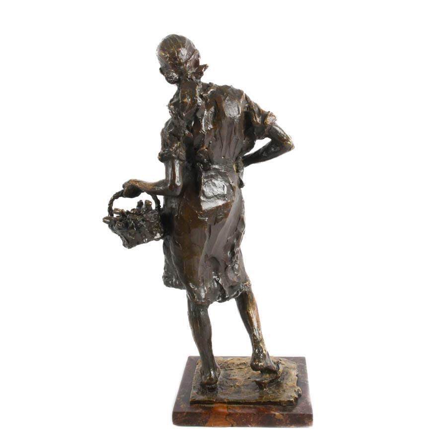 "The Flower Girl" Bronze Sculpture by Carlos Peduzzi-8