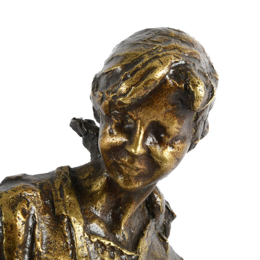 "The Flower Girl" Bronze Sculpture by Carlos Peduzzi-2