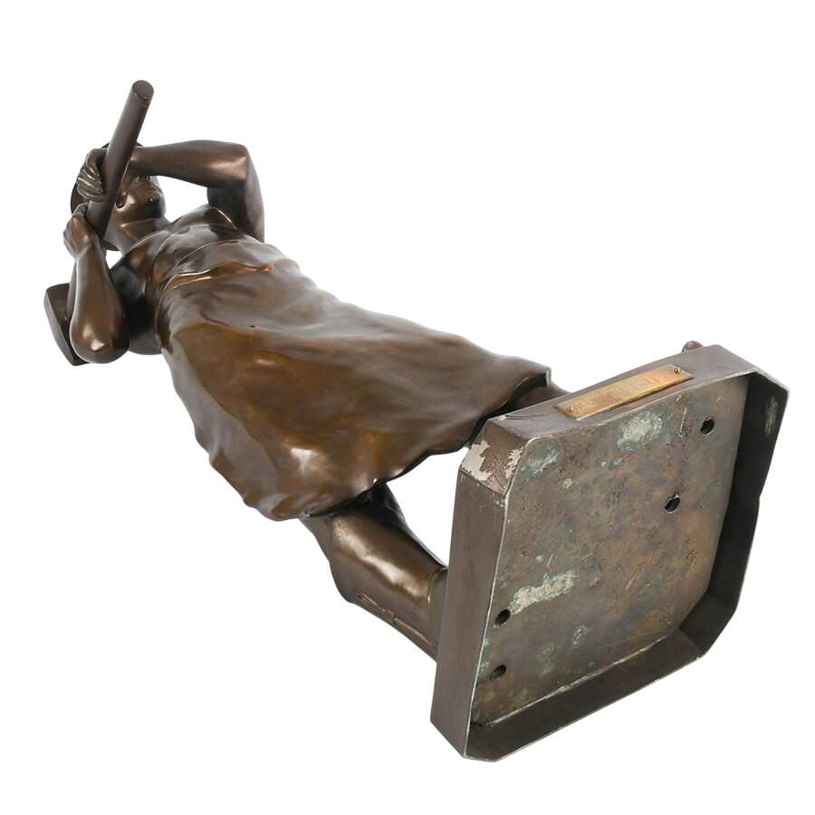 Bronzed Metal Worker Sculpture After Wilhelm Zwick-8