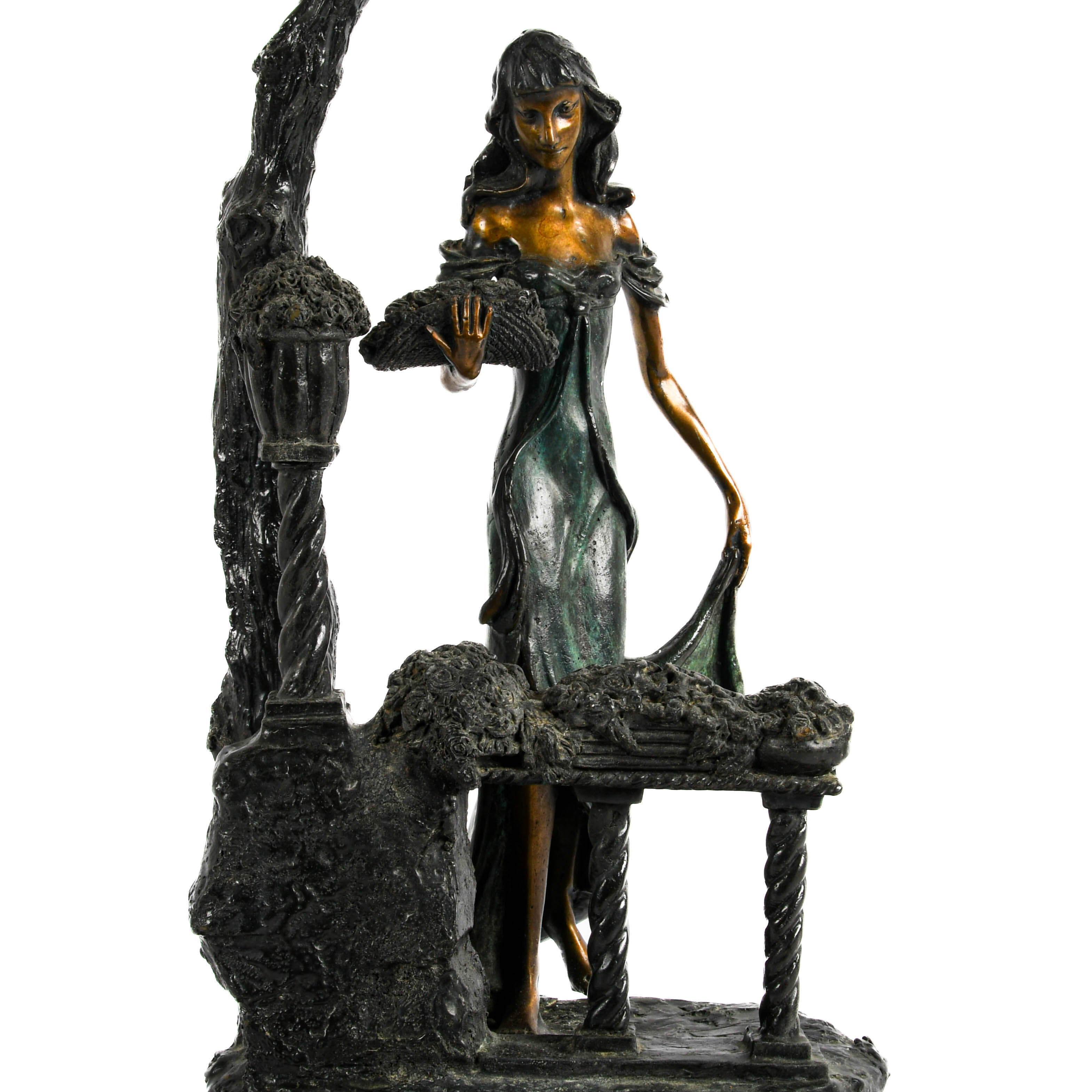 Signed and Numbered Bronze Statue "The Florist" After Louis Icart-3