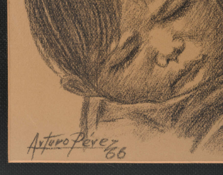 Framed Signed Arturo Pérez Cradle of Strength Charcoal Print-5