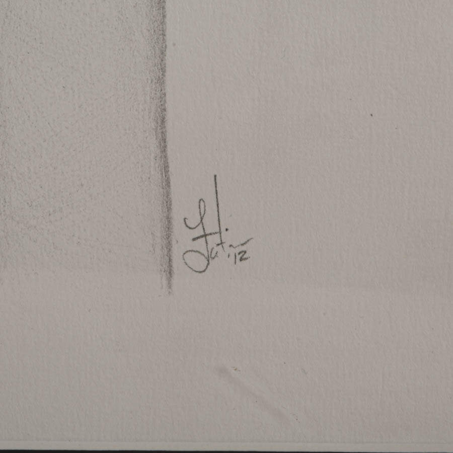 Framed "Girl with Owl" Pencil on Paper Signed by Patrick Fatica in 2012-3