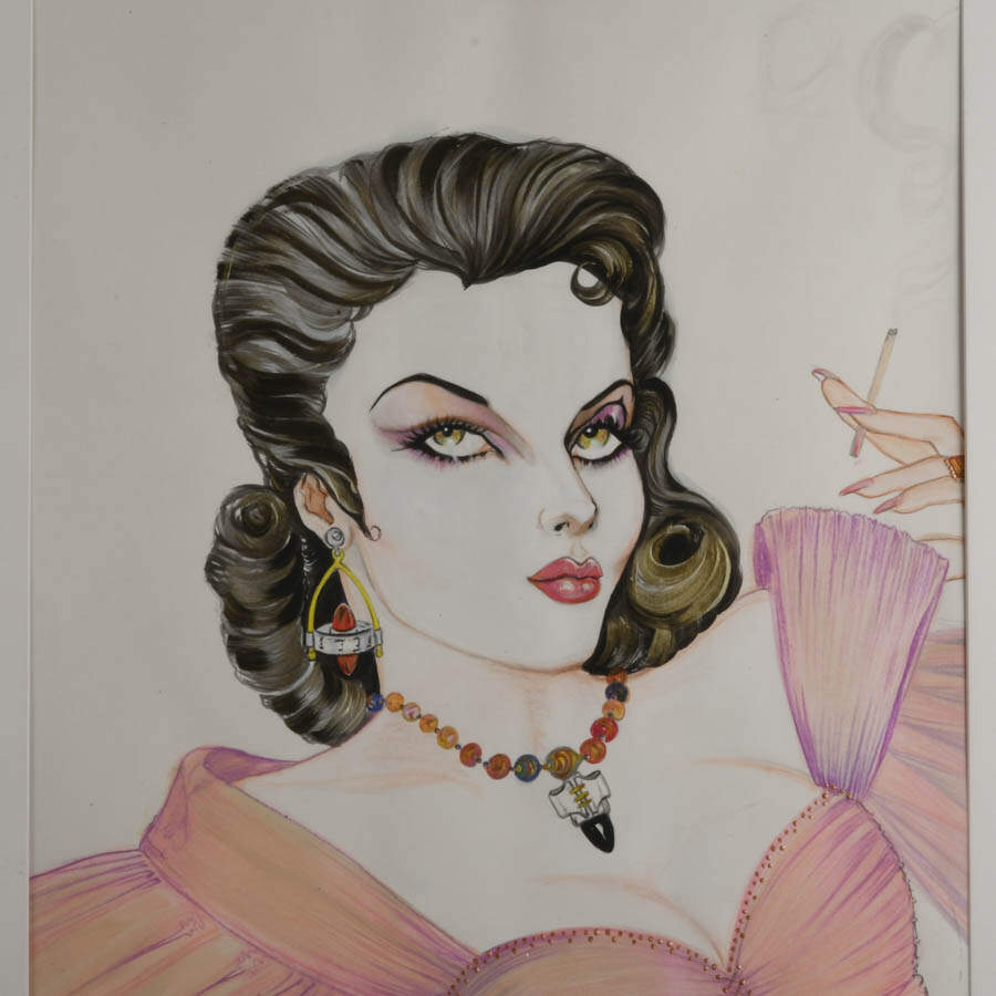 Framed "The Lover" Mixed-Media on Paper by Attila Lakatoush October 2012-2