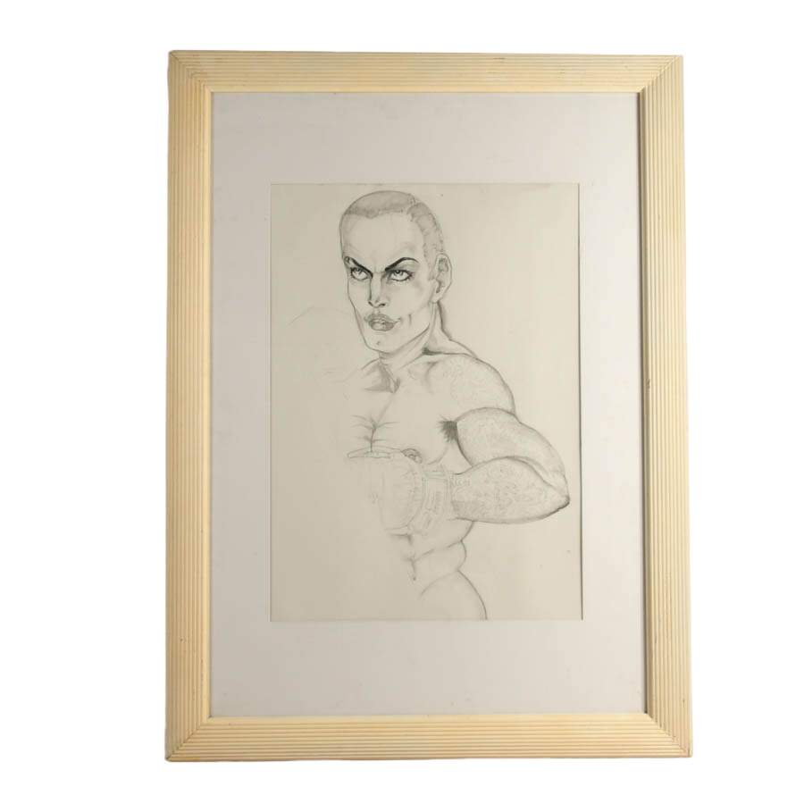 Framed Unfinished Sketch on Paper by Attila Lakatoush-1