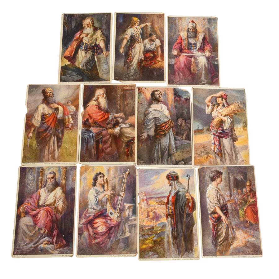 Double Set Old Testament Pictures for Pilgrim Press Lithograph Postcards-2