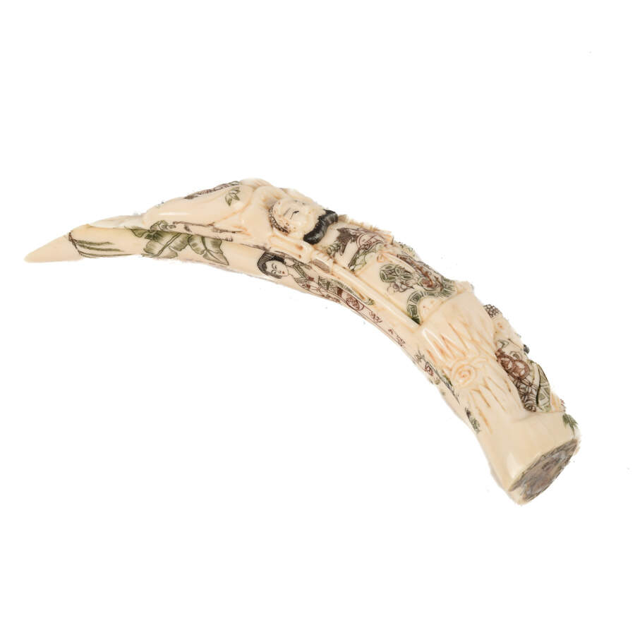 Warthog Tusk Carving with Four Figures-7