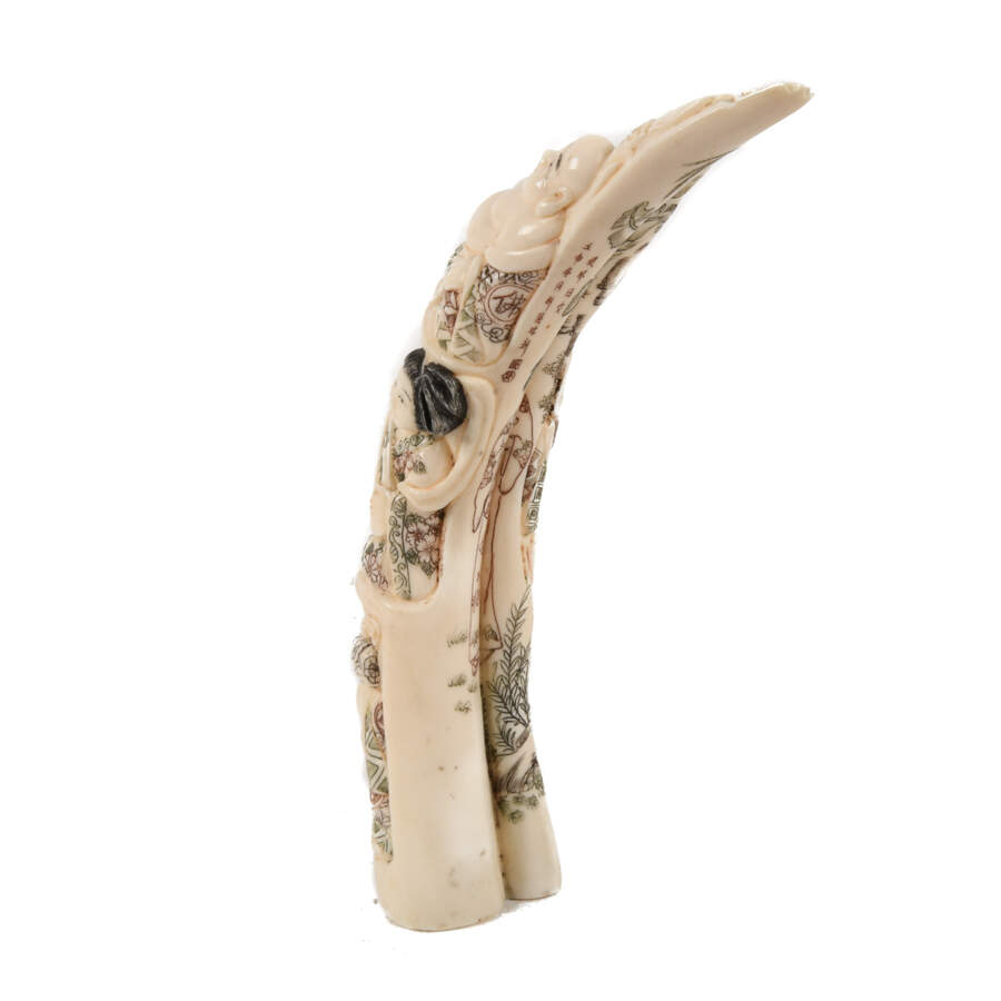 Warthog Tusk Carving with Four Figures-5