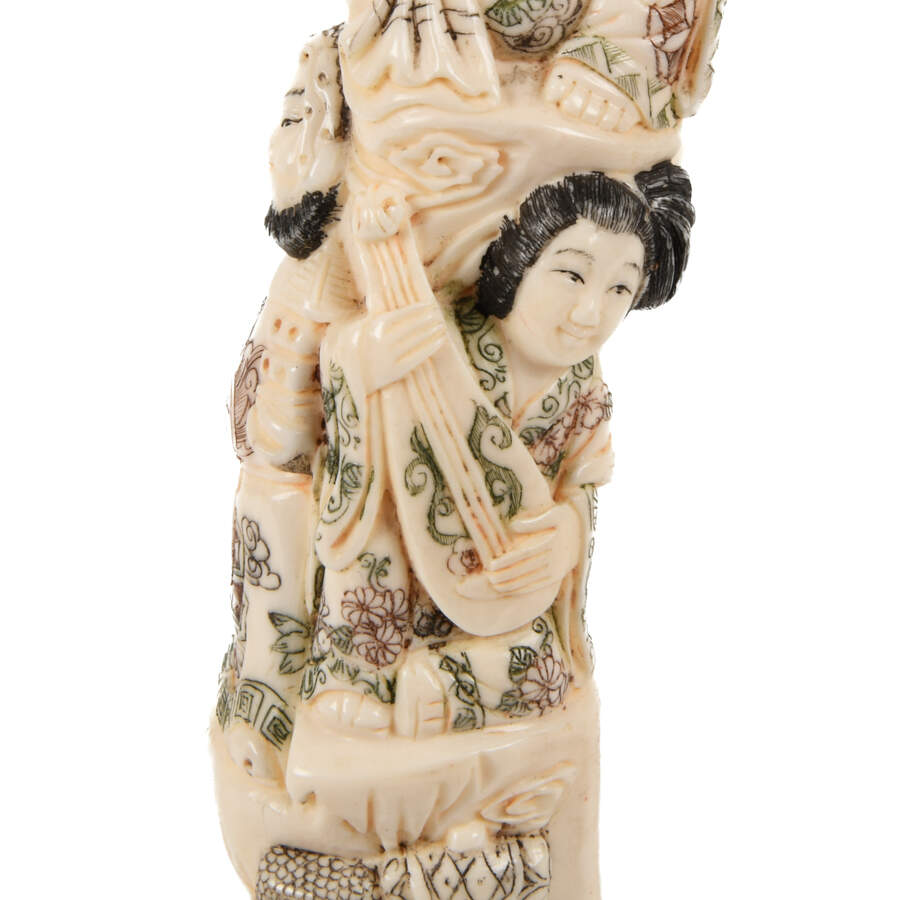Warthog Tusk Carving with Four Figures-3