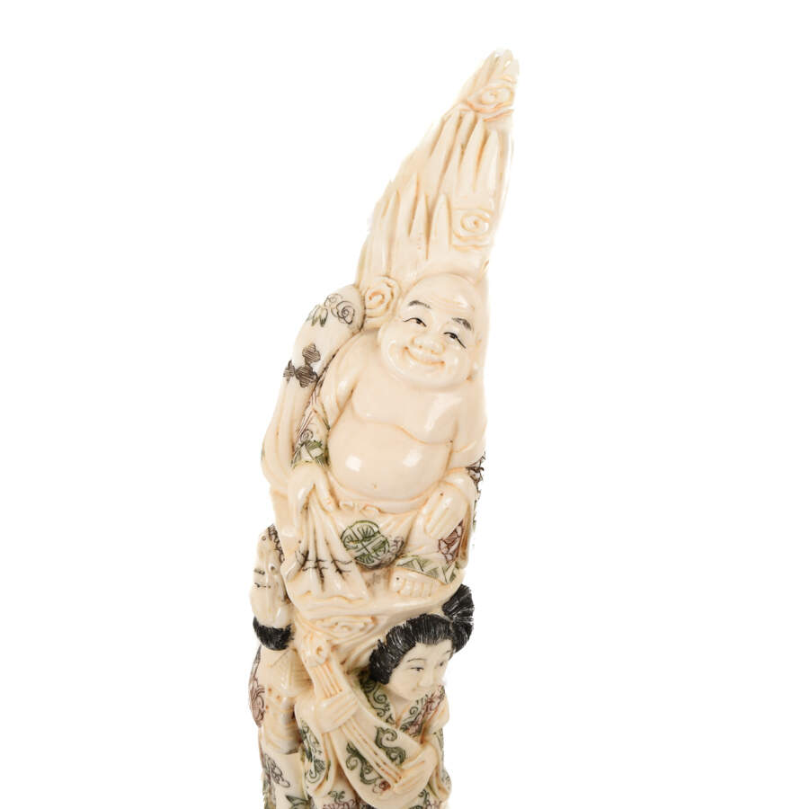 Warthog Tusk Carving with Four Figures-2